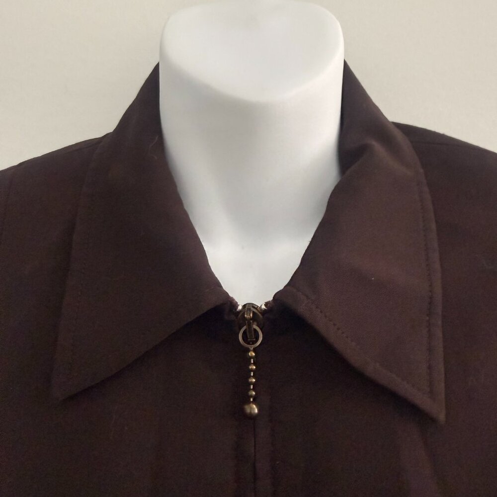 Liz Claiborne Chocolate Brown Zip Jacket Petite 8 - Picture 5 of 10